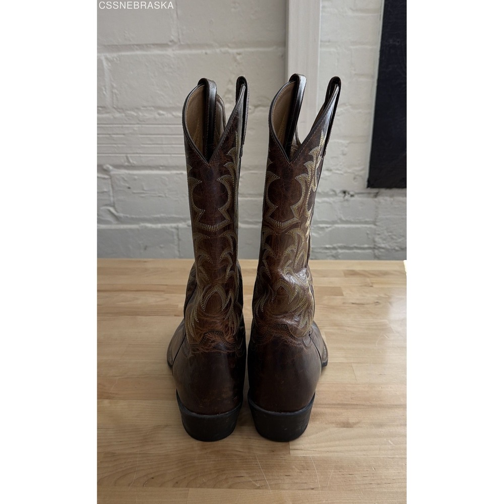 Ariat Heritage Western R-Toe Distressed Brown Leather Cowboy Boots Men's 8.5D - Picture 3 of 10